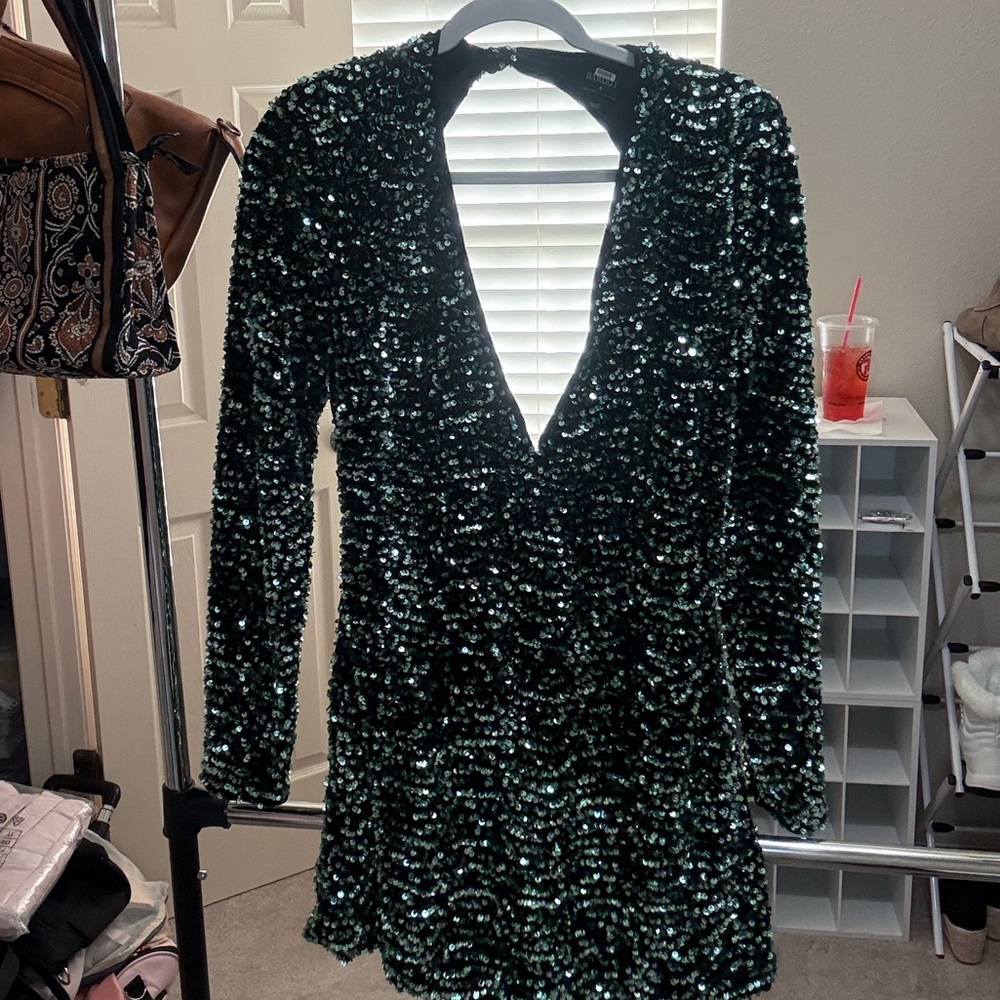 Bardot Sequin Long Sleeve Dress